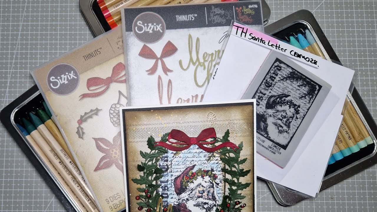 🎅 Når Santa er centrum ! Julekort med Tim Holtz-stemplet 