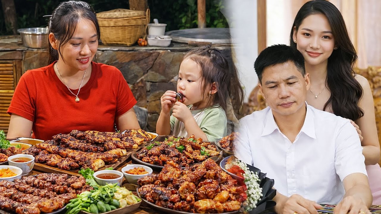 Cooking Bamboo-Tube Grilled Pork with My Daughter | Waiting for My Husband to Come Home