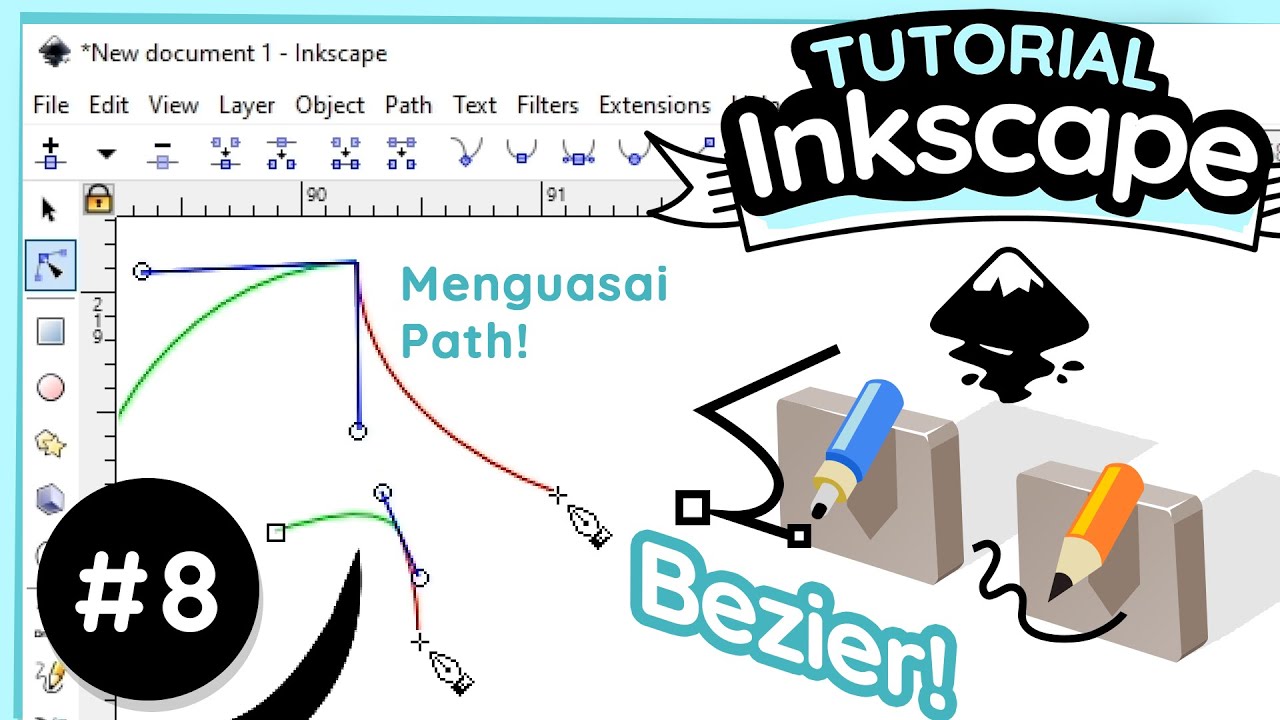 Tutorial Inkscape #8: Mendalami Tools Menggambar: Bezier dll (Bahasa Indonesia)