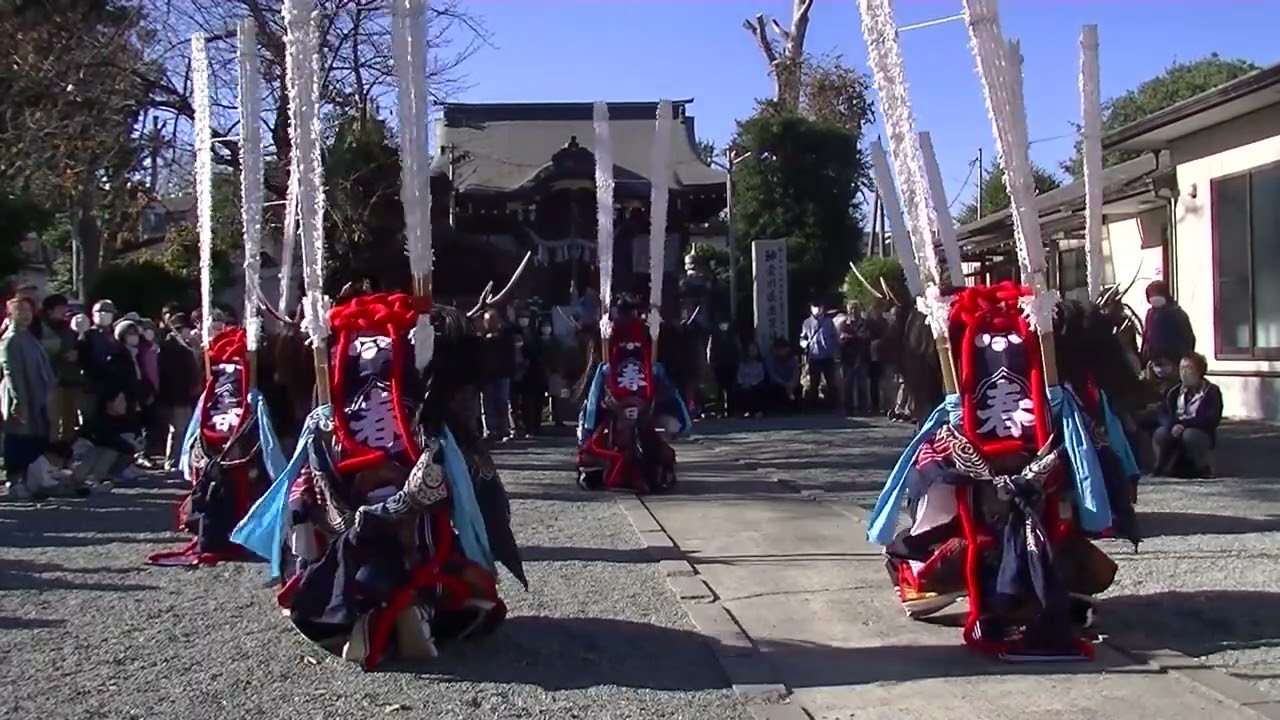 春日流落合鹿踊　神奈川県座間市栗原神社奉納　R5 12 2