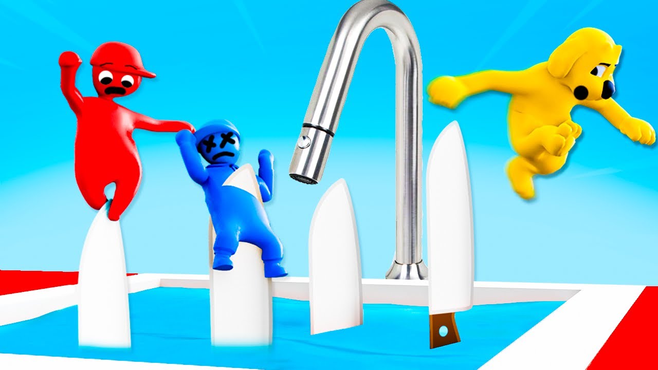 PARKOUR DE CUCHILLOS DE PLASTILINA 😱 MIKE, RAPTOR, SPARTA EN HUMAN FALL FLAT