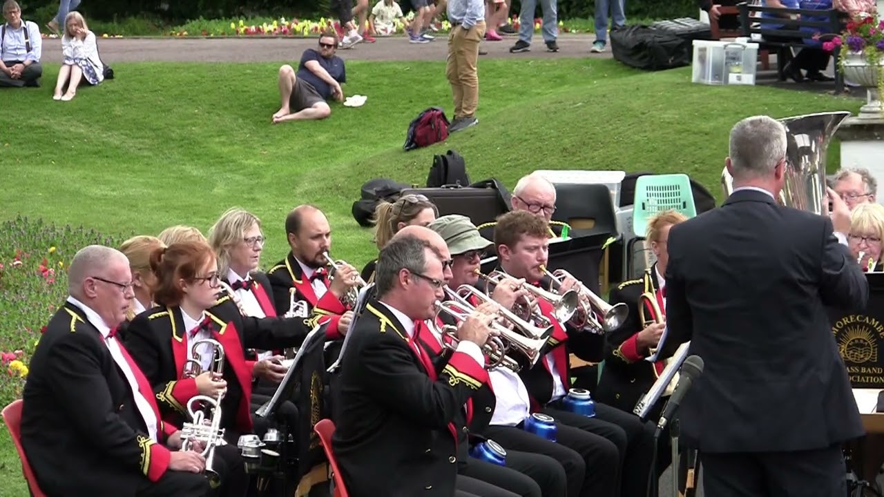 Morecambe Brass Band playing in Happy Mount Park on 24 /7 /22