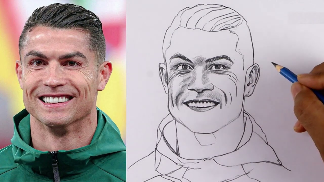 Cristiano Ronaldo Face Easy Pencil Sketch #ronaldo