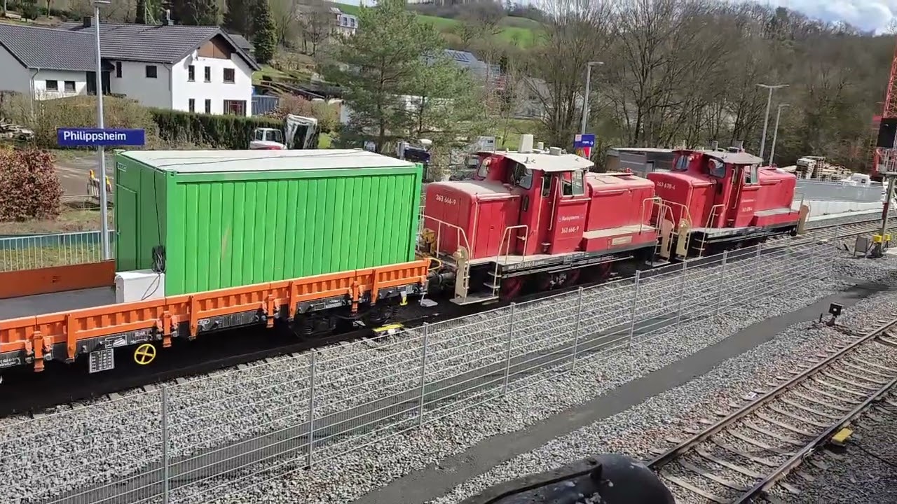 V60-Lokomotiven im Rangierbetrieb auf Doppeltraktion, Bahnhof Philippsheim 23. März 2025