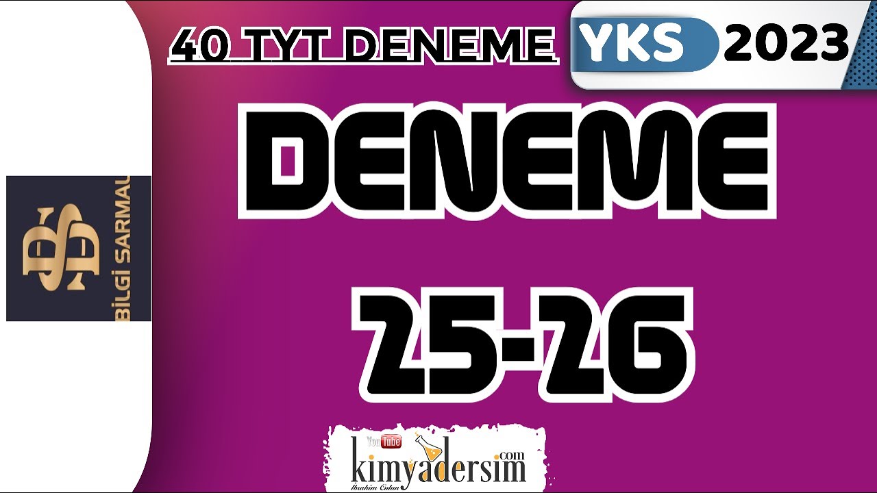 TYT Kimya Deneme Çözümleri 25-26 / Bilgi Sarmal Yayınları / YKS 2023