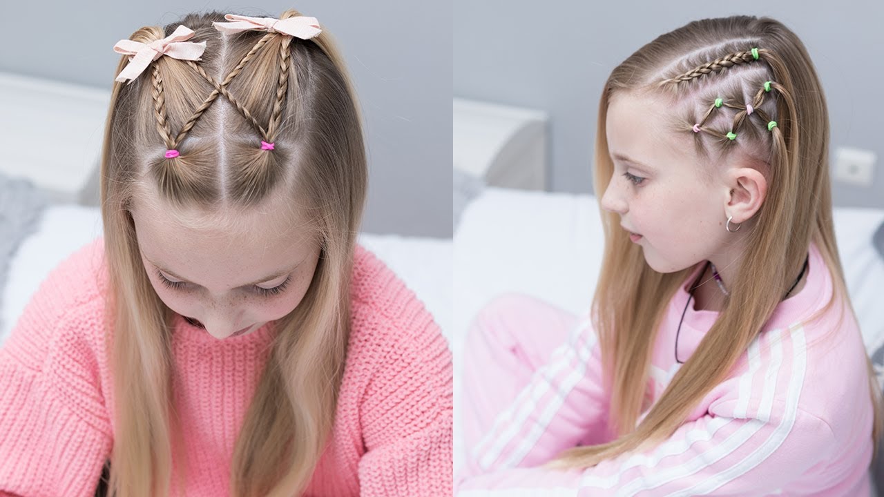 DOS PEINADOS FACILES PARA NIÑAS CON CABELLO SUELTO - PEINADOS CON LIGAS