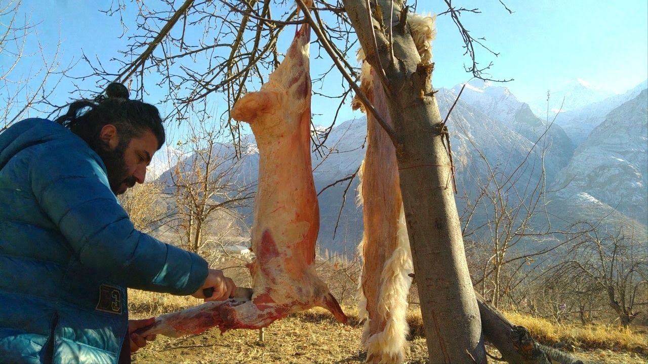 Cook Lamb Meat in Old Handmade Stone Pot and dry rest of the Lamb for the Cold Winter
