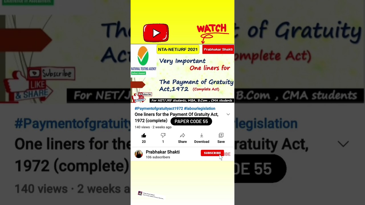 Payment of gratuity act . paper code 55. Nta-net /jrf