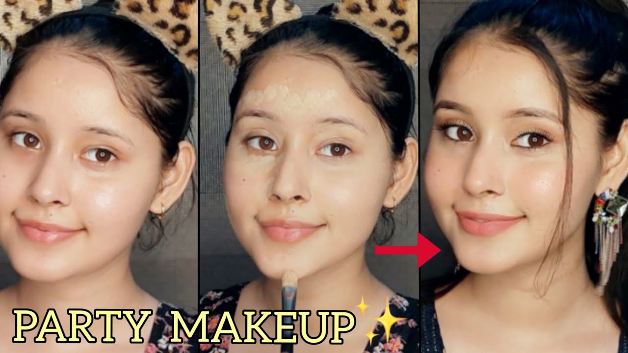 PARTY MAKEUP 😍for TEENAGERS & BEGGINERS |Using affordable products |Quick & easy| Kirantutorialz