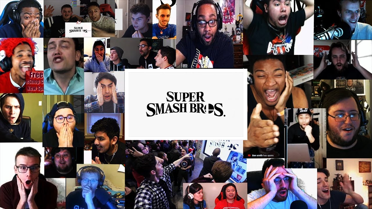 Live reaction to Super Smash Bros teaser for Nintendo Switch (20+ Youtubers Compilation)