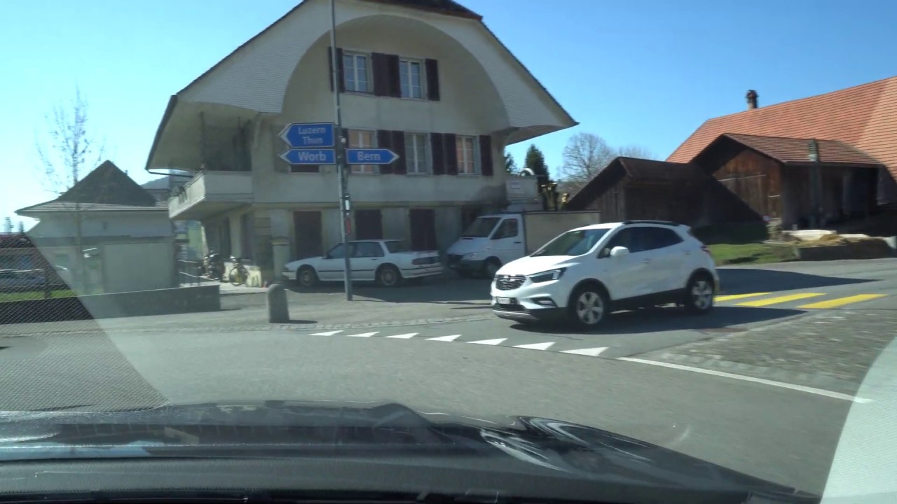 Driving in Switzerland, from Jegenstorf to Münsingen via Krauchthal