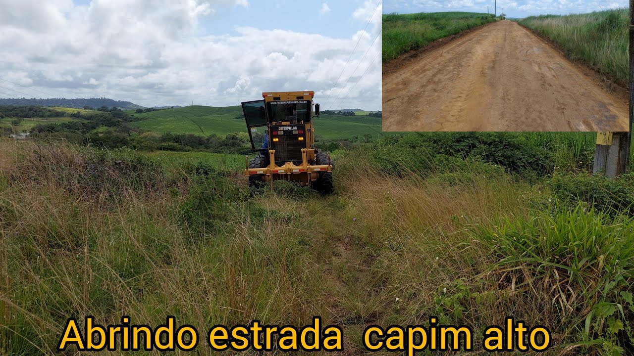 Abrindo estrada muito capim  motoniveladora caterpillar/escavadeira komatsu/rolo e pipa