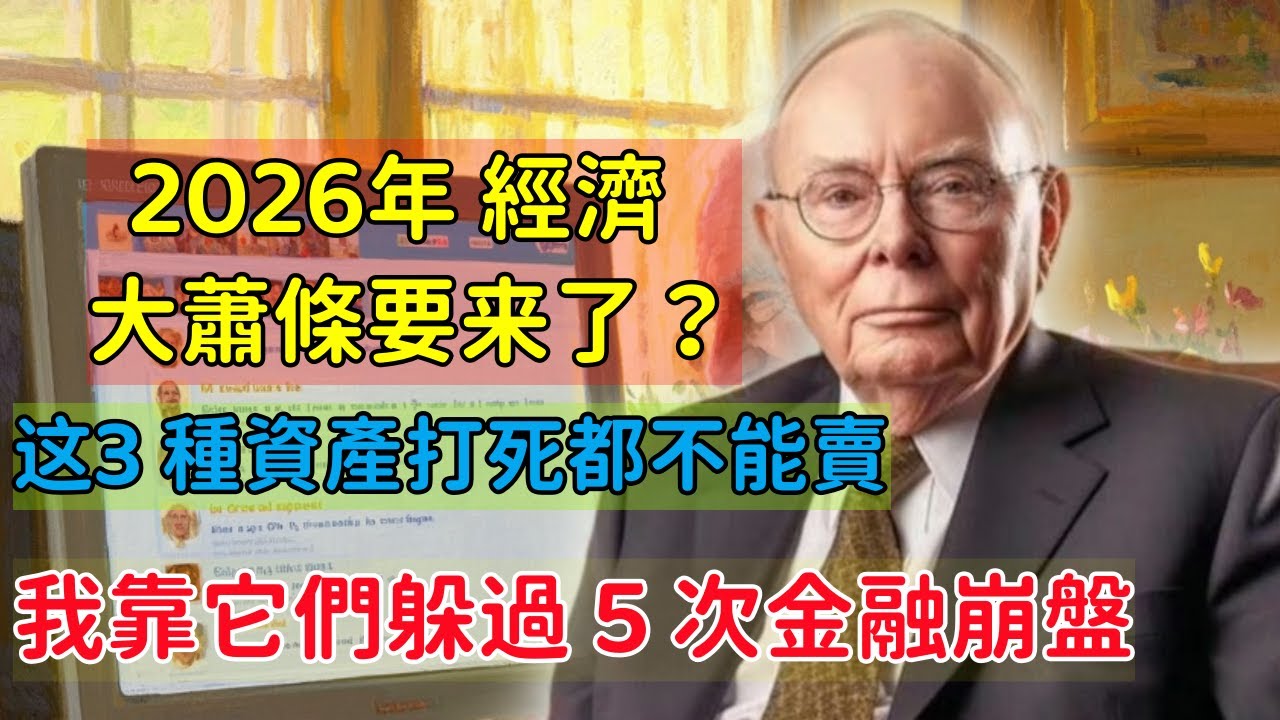查理-芒格：2026年 經濟大蕭條要来了？这3 種資產打死都不能賣，我靠它們躲過 5 次金融崩盤#投资 #投资分析 #投资策略 #股市 #股票 #财经