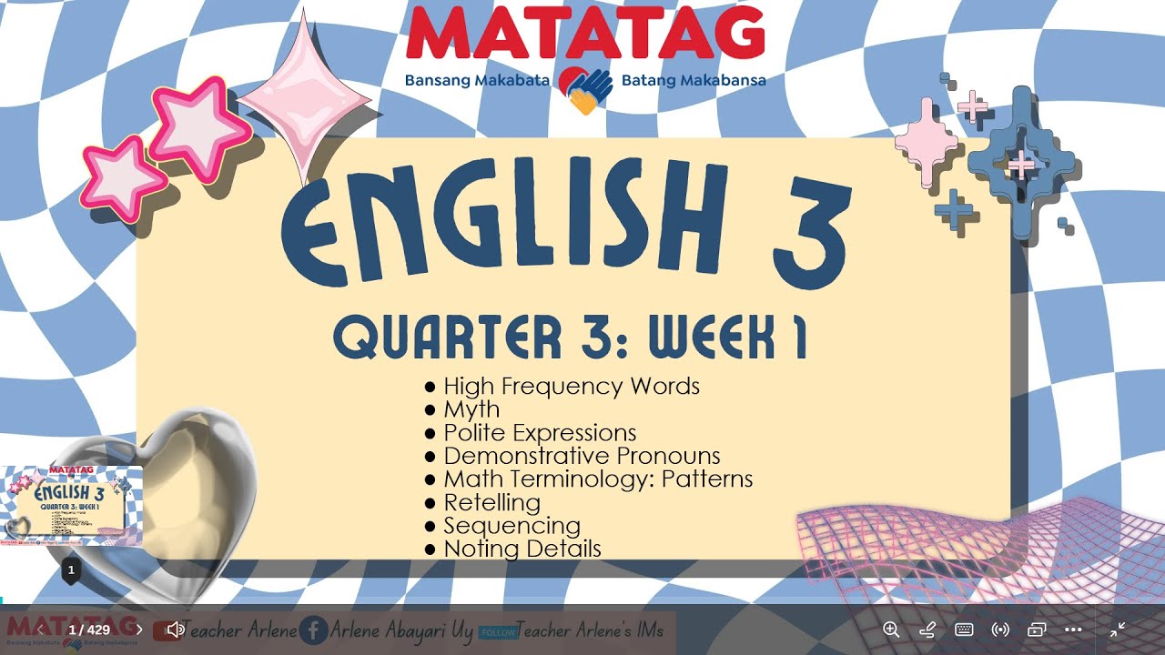 English 3 Week 1 Quarter 3 Matatag