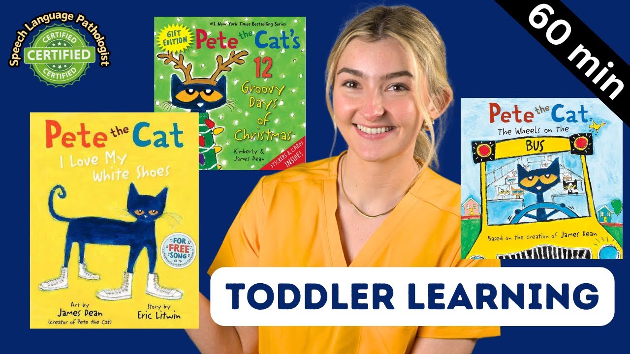 Pete the Cat Read-Alouds for Toddlers | 60 Minutes of Calm Storytime & Language Learning