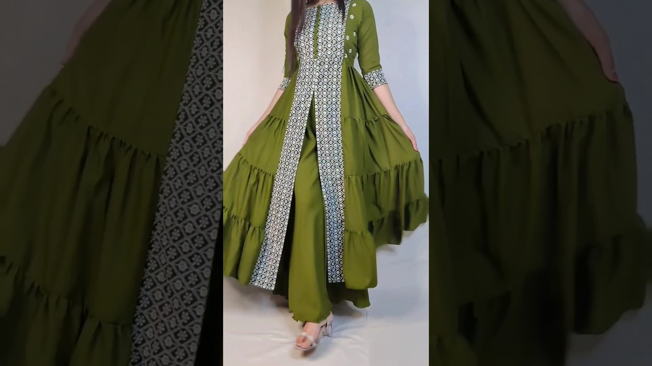Front open frill kurti cutting and stitching/ mesho style dress cutting and stitching/summer kurti