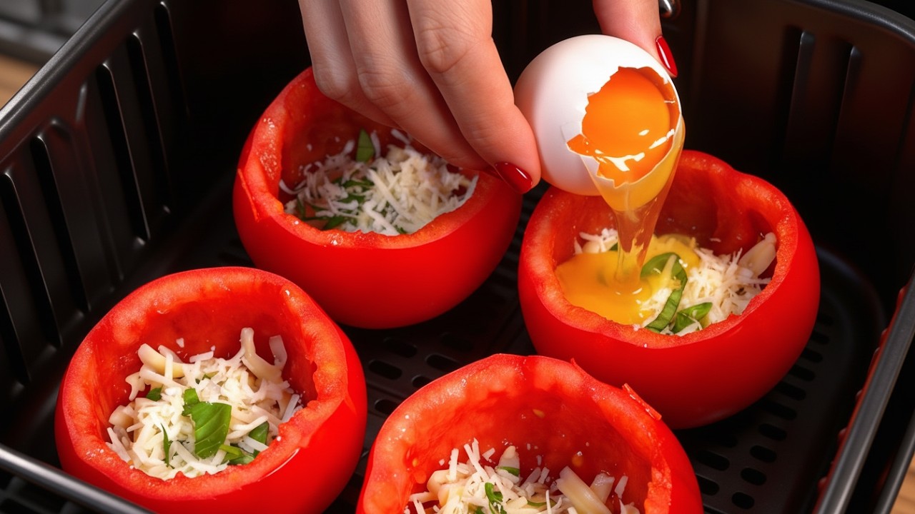 Add an Egg to a Tomato in the Air Fryer… WOW!