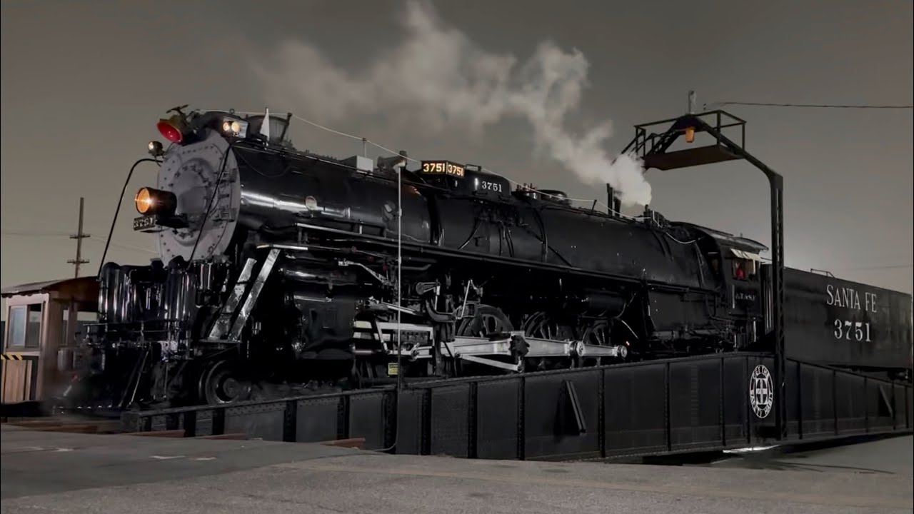 Santa Fe Steam Locomotive #3751 - night photo event in Amtrak yard!