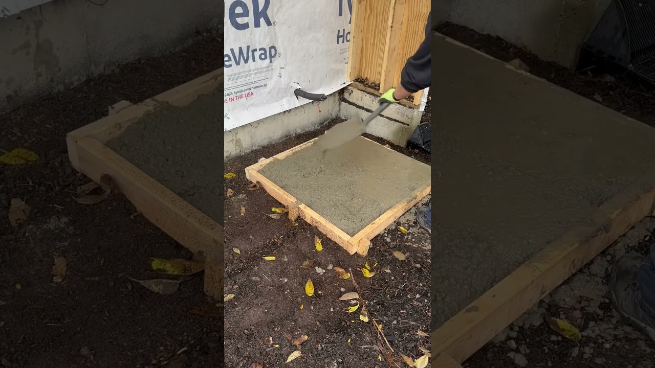 Pouring a Small Concrete Pad for a AC Unit #shorts