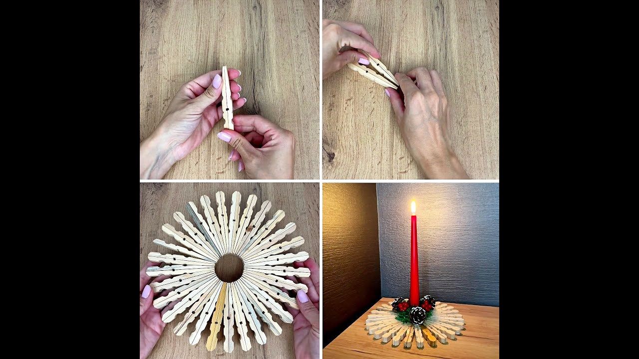Come realizzare un centrotavola natalizio con le mollette 😍