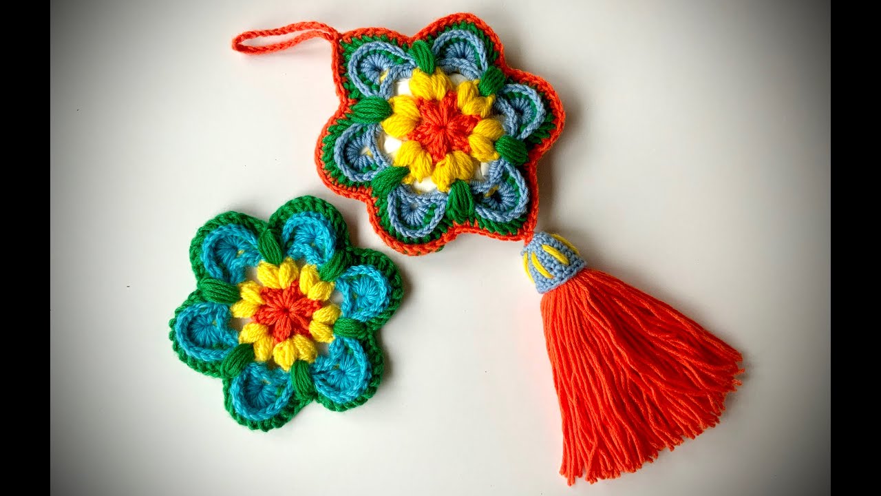 Blume 🌸 & Quaste häkeln #häkeln #crochet #blumehäklen#häkleblume