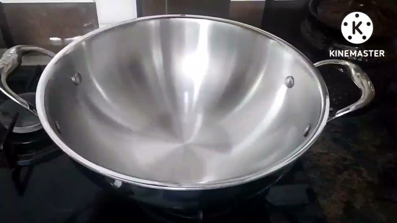 How to seasoning stainless steel kadai in tamil/ நான் வாங்கிய vinod triply கடாய் பார்க்கலாம் வாங்க