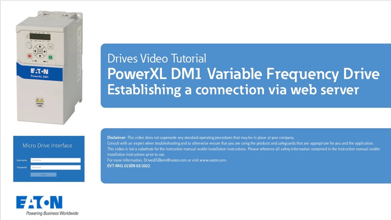 PowerXL DM1 variable frequency drive - Establishing a connection via web server