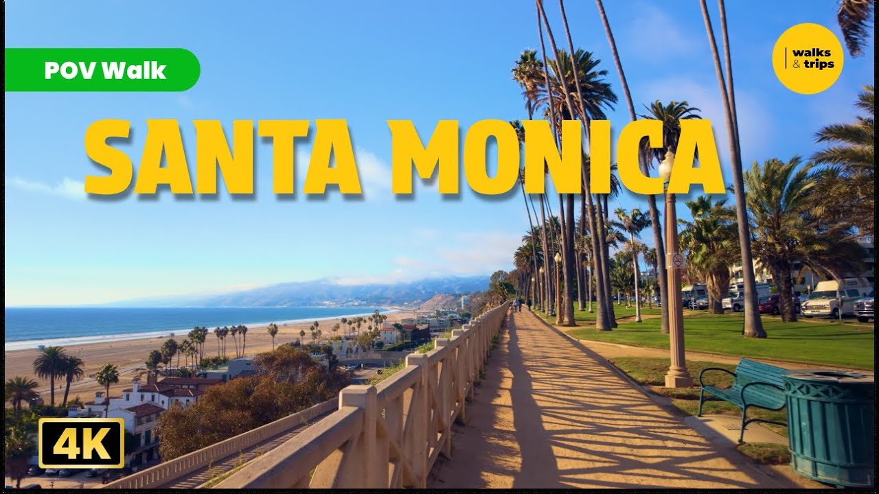 4K Walking Tour of Palisades Park, Santa Monica — Relaxing Green Escape by the Pacific Ocean