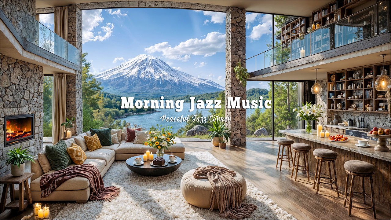 Soothing Morning Jazz Music With Nature Sounds | Forest Villa Ambience On Calm Day For Relaxation
