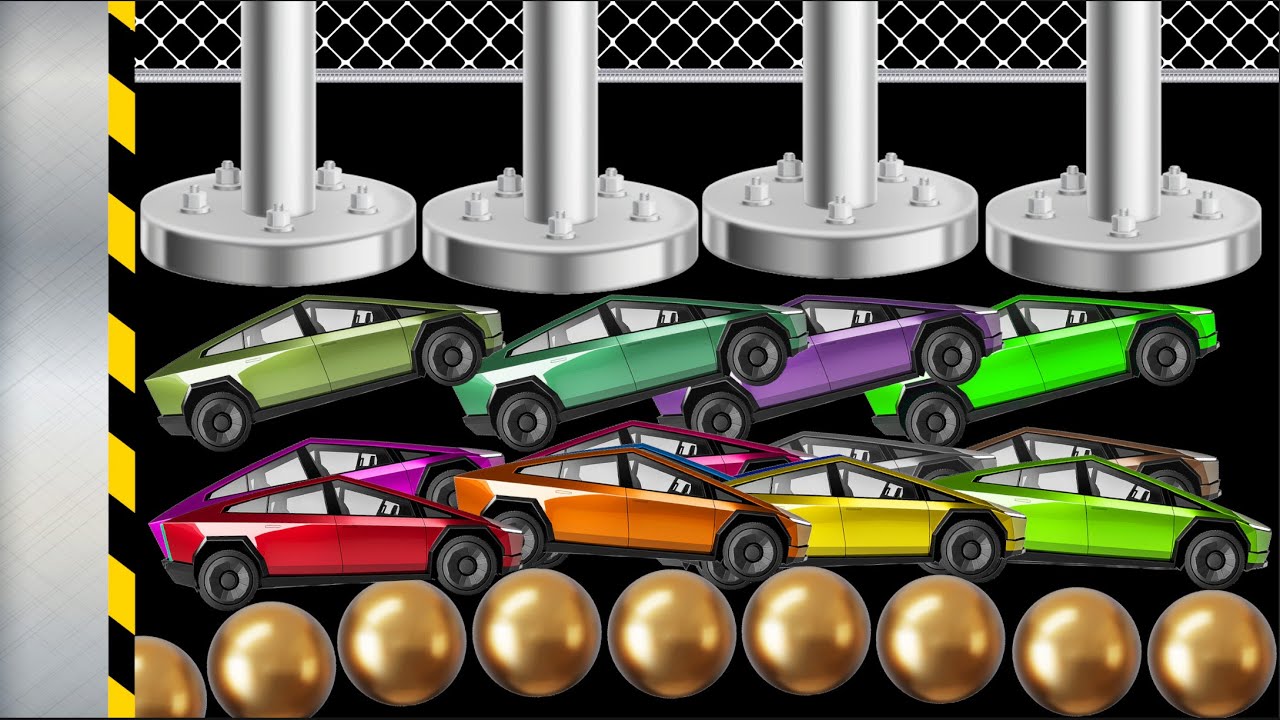 Colored Tesla Cybertruck Race - Who Can Survive?