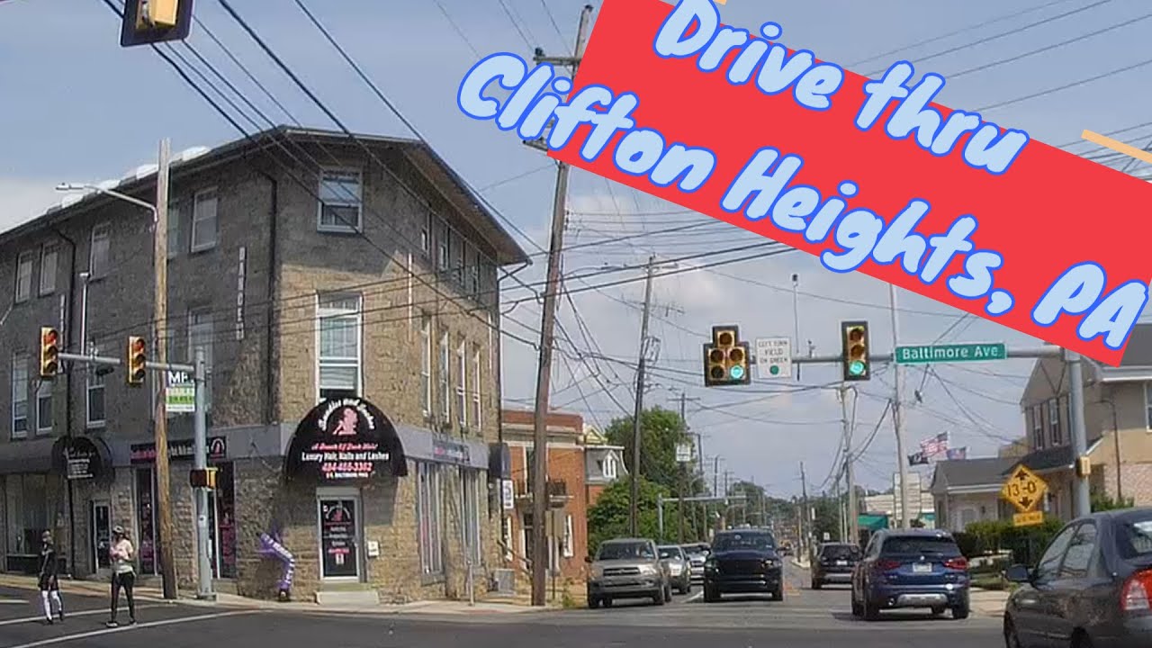 DRIVING THRU CLIFTON HEIGHTS, PA - HD - 4K - DELAWARE COUNTY -