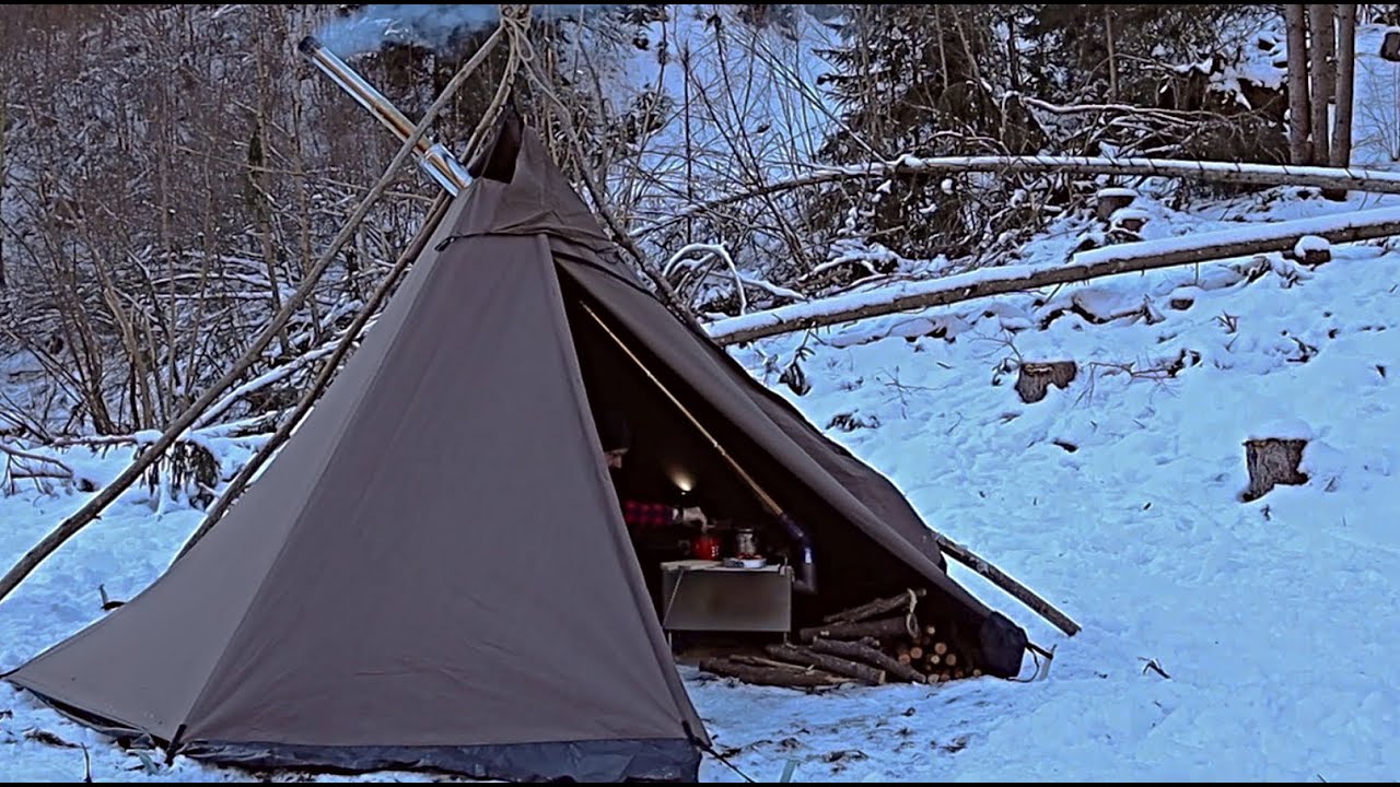 Winter Camping STUFA Freddo FUOCO Pranzo BUSHCRAFT Italia - Er Fish13 dei poveri - No lusso