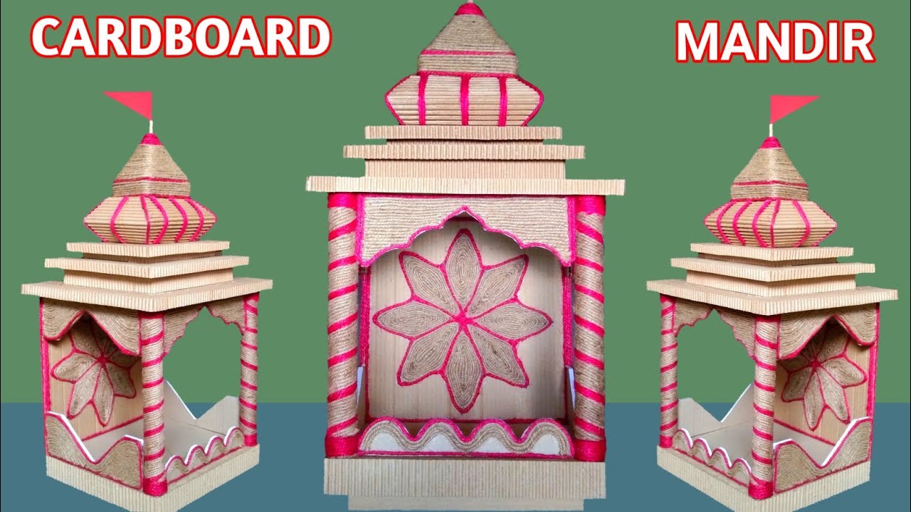 cardboard temple making / cardboard ganpati decoration // pooja mandir at home