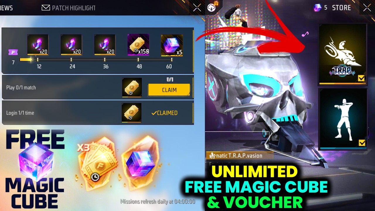 UNLIMITED FREE MAGIC CUBE TRICK + UNLIMITED GOLD VAULT VOUCHER TRICK / FREE FIRE NEW EVENT