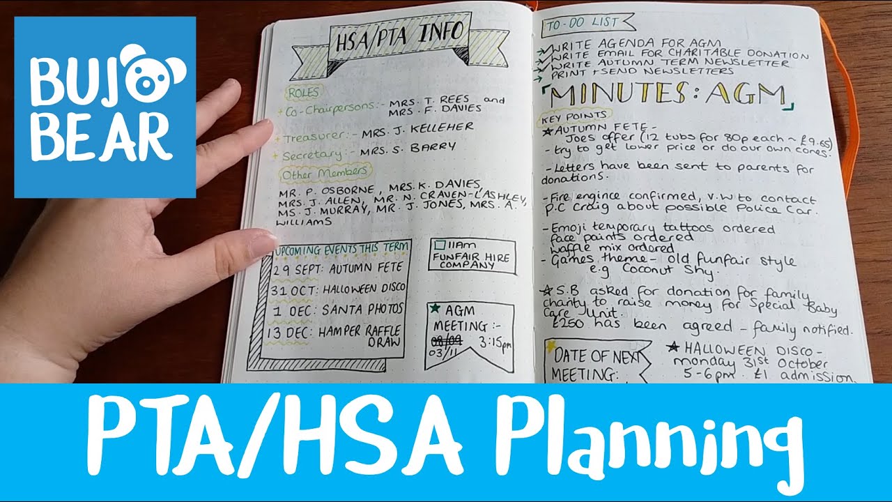 PTA/HSA Planning | Bujo Bear