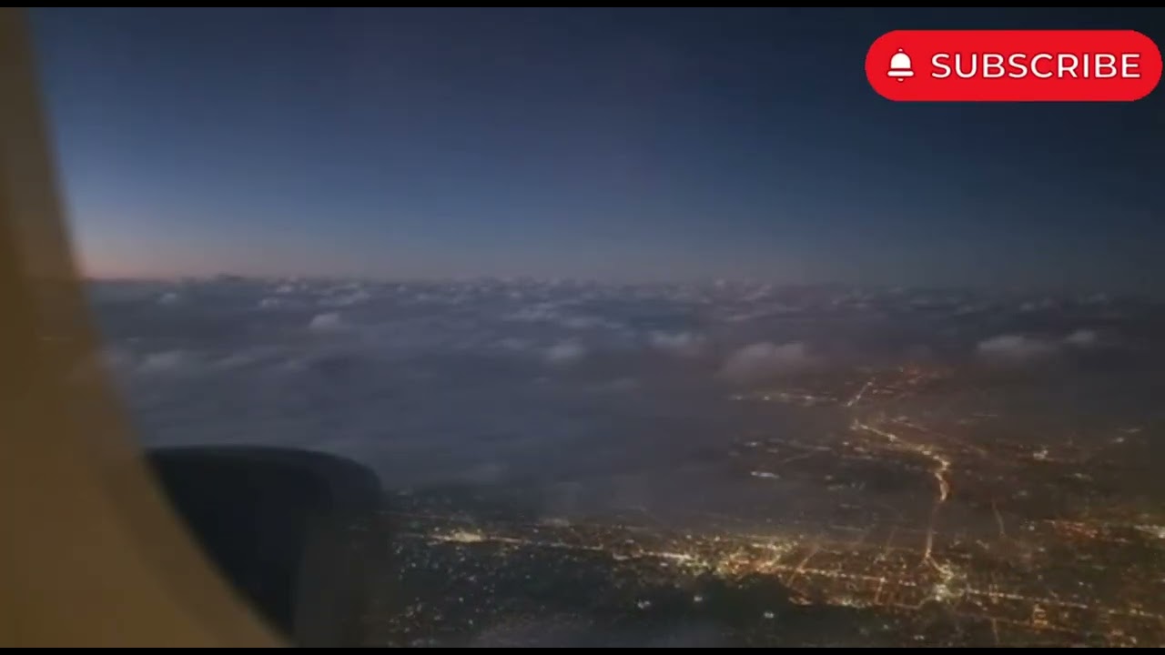 Night Flight Over City Lights ✈️ Rain on Airplane Window (6 Hours)