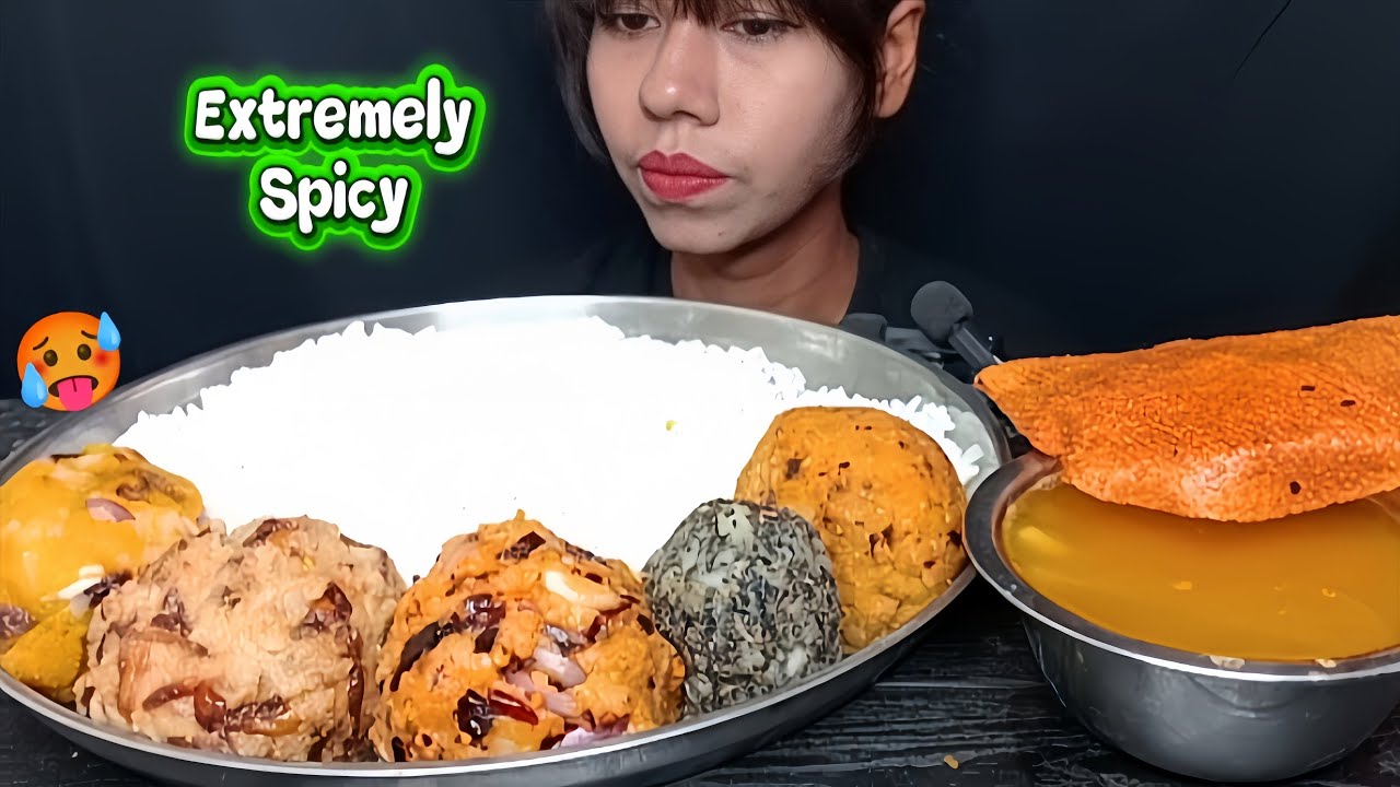 ASMR eating spicy vorta and dal Chawla । Dal Chawla eating videos । Spicy food । Eating show। Foodie