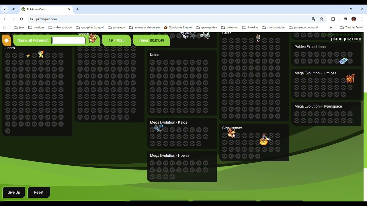 pokemon quiz j essayer de trouvais un max de pokemon