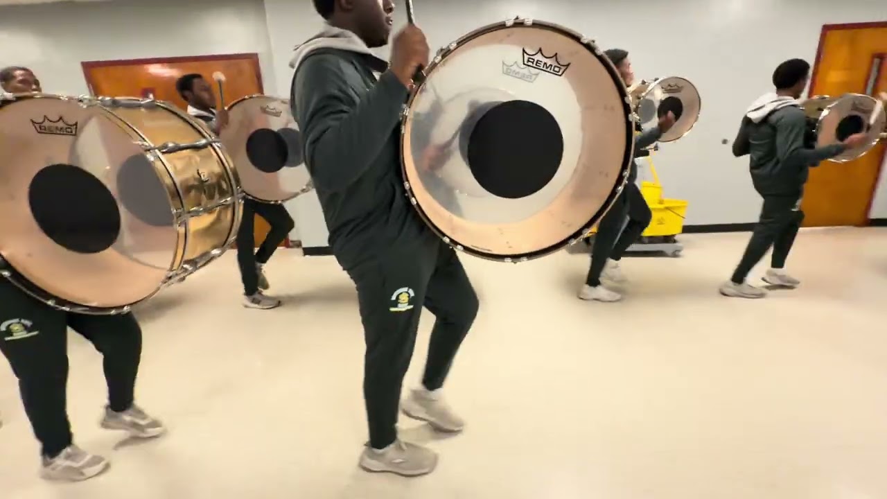 Southern University (SU) Human Jukebox marching out of BOTB rehearsal at PBLHS