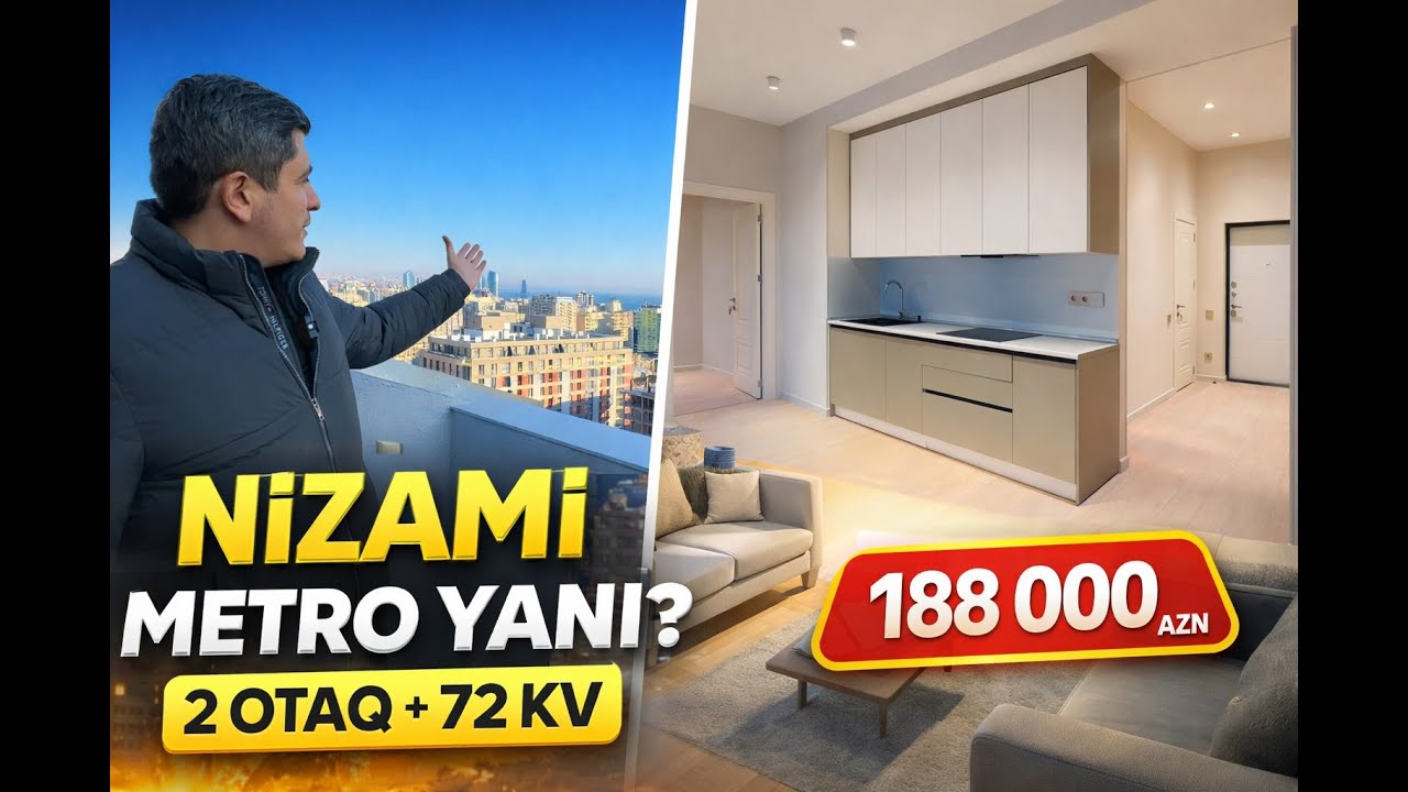 Nizami Metrosu Yanında Modern 2 Otaqlı Mənzil | 72 m² | Kombili Ev