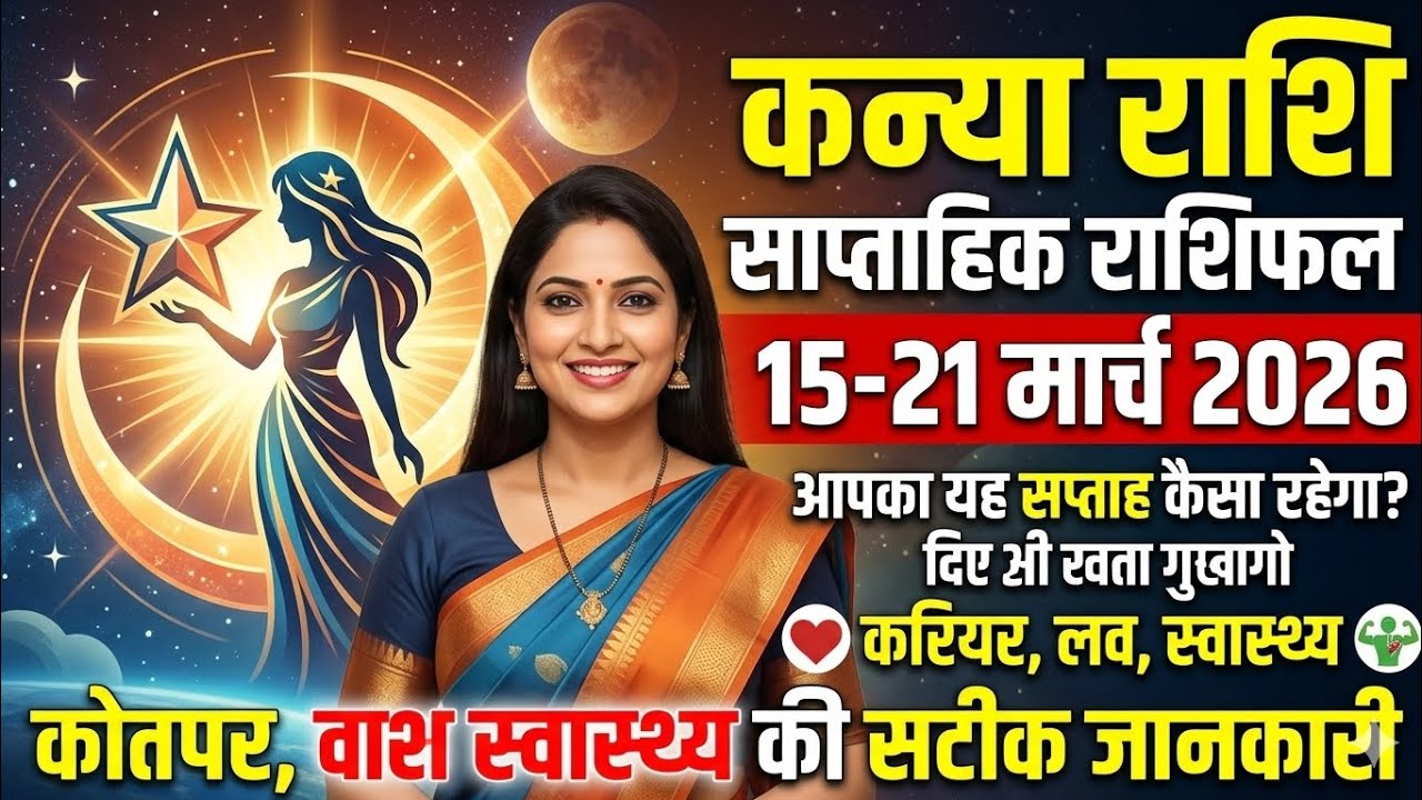 कन्या राशि साप्ताहिक राशिफल 15-21 मार्च 2026 | Virgo Weekly Horoscope | करियर, पैसा और लव लाइफ