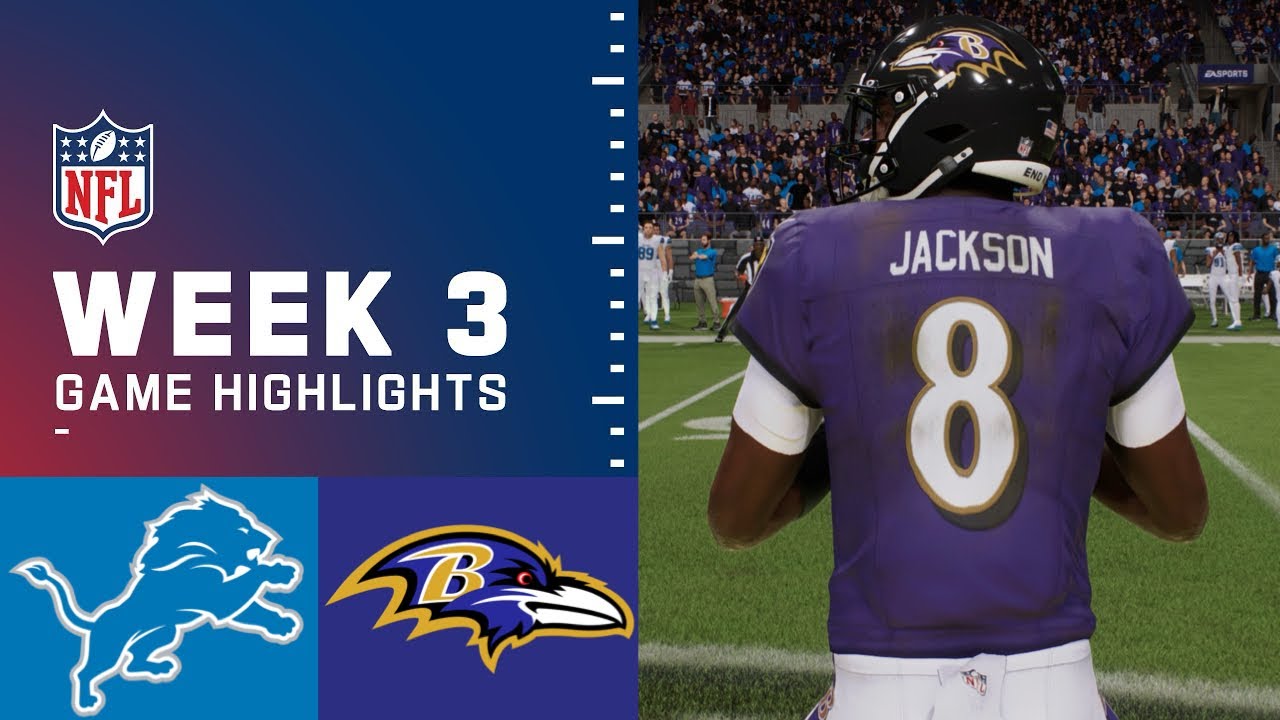 Lions vs Ravens Week 3 Simulation Highlights | Madden 26 Rosters