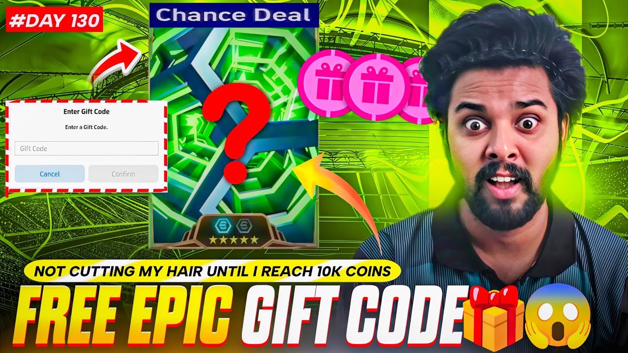 FREE EPIC GIFT CODE 🎁😱💯✅ Day 130 of not cutting my hair until I save 10,000 eFootball coins 😯