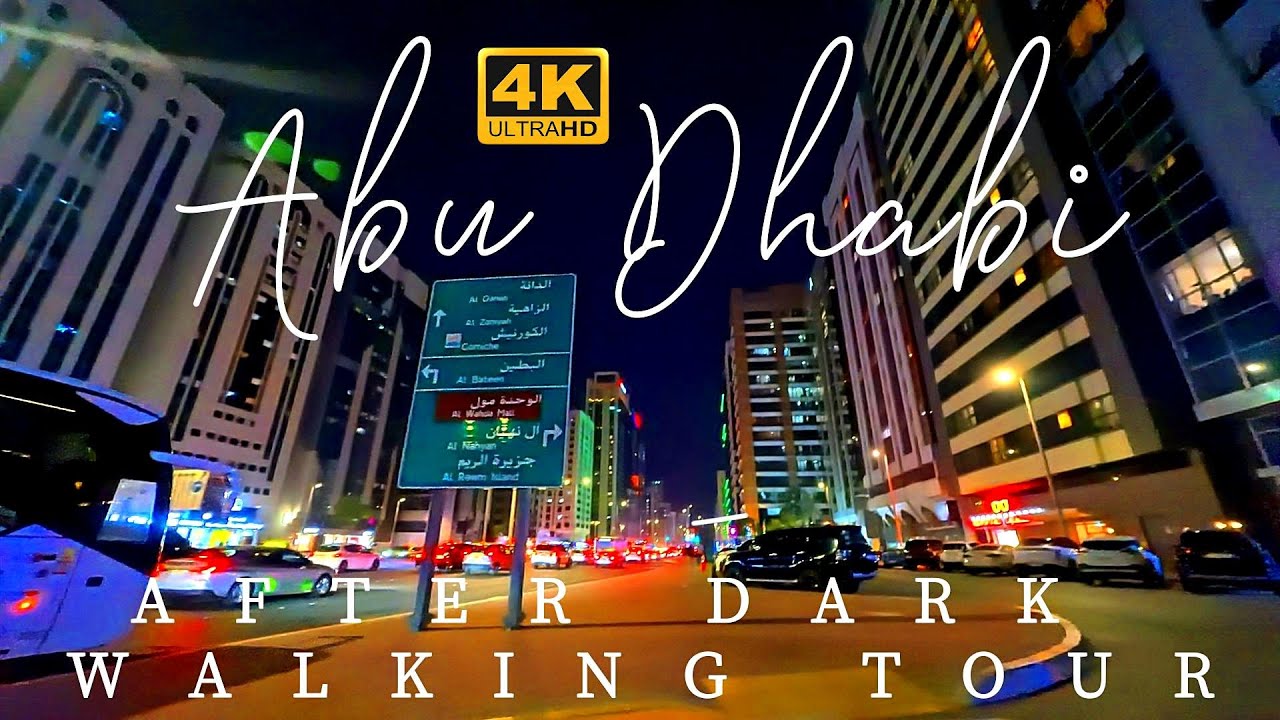 ABU DHABI AFTER DARK 🇦🇪 | Cinematic 4K Walking Tour with Real City Street Sounds 🌙