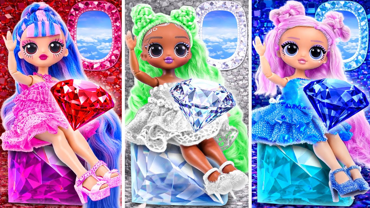 KPop Demon Hunters: Diamond, Ruby & Sapphire Huntrix on the Airplane! 10 L.O.L. Doll Crafts| TuLaLoo