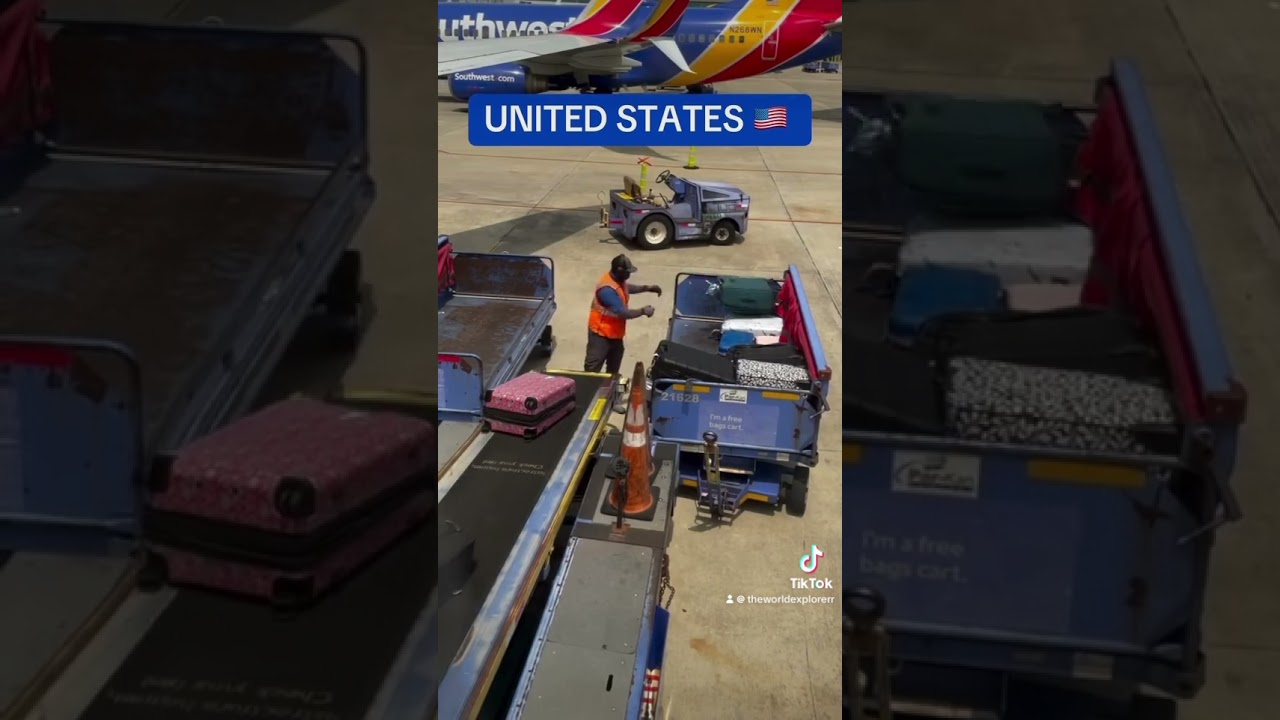 Baggage handling in the world 😂 #explore #travel #funny #airport #plane #baggage