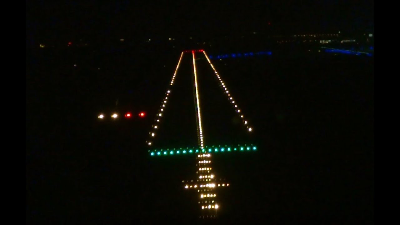 Cockpit view night landing at Graz Austria