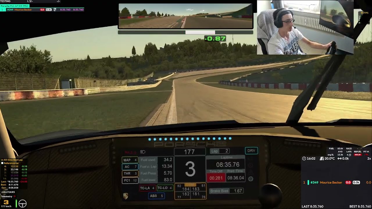 Ich nehme euch eine Runde mit auf die Nordschleife 24h Variante - Rundenzeit: 8:08:335 bei 20 Grad