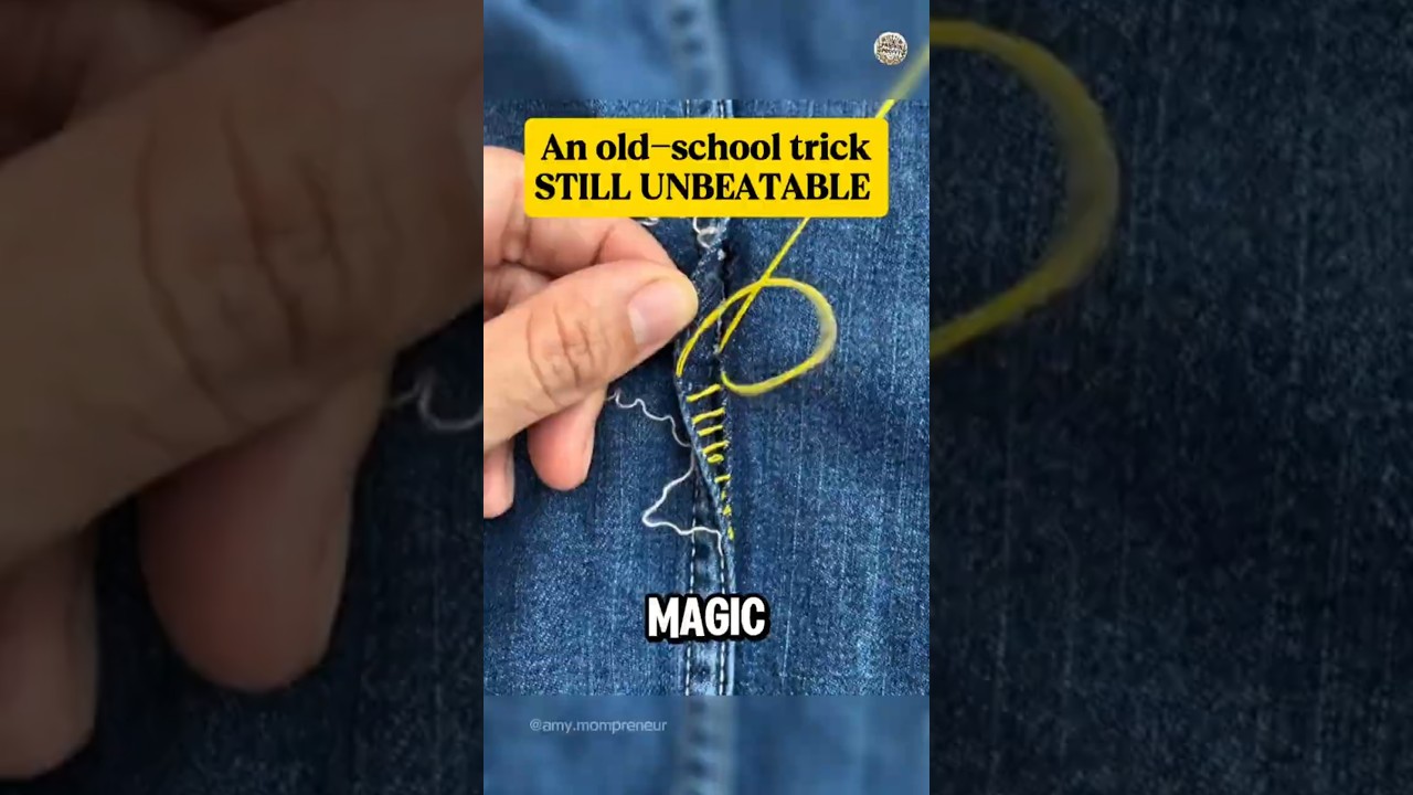 How to Sew a Ripped Seam in JEANS WITHOUT a Sewing Machine !! #short #sewing #stitch  #tipsandtricks