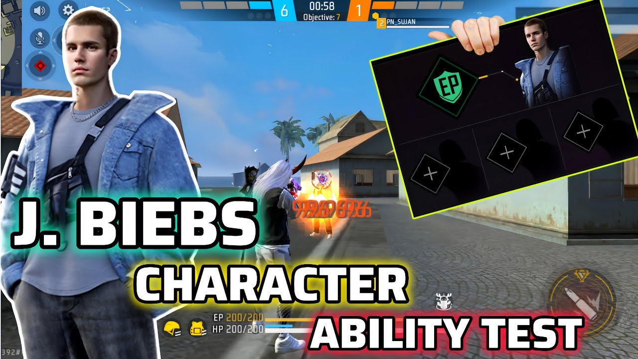 J. BIEBS CHARACTER ABILITY TEST 🤯AND BEST CHARACTER COMBINATION 😲🤯NO EVO GUN DOUBLE DAMAGE ॥